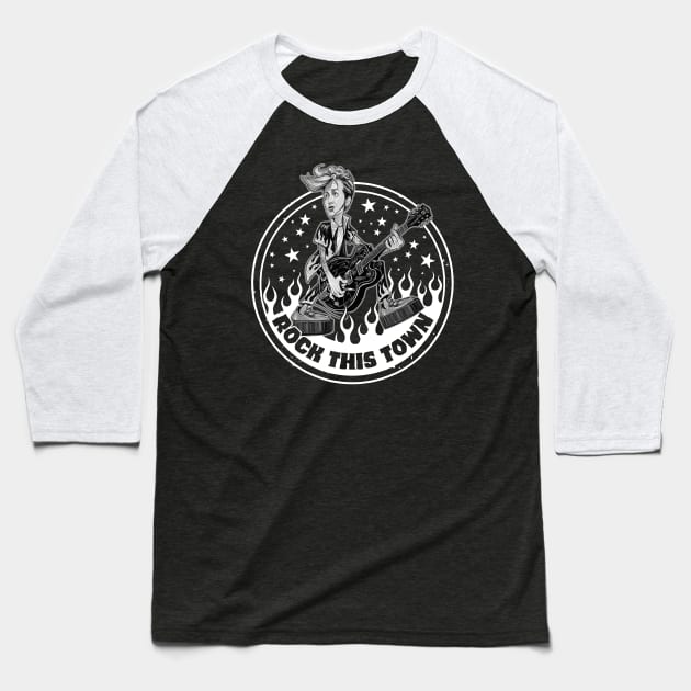 Rock This Town Baseball T-Shirt by CosmicAngerDesign